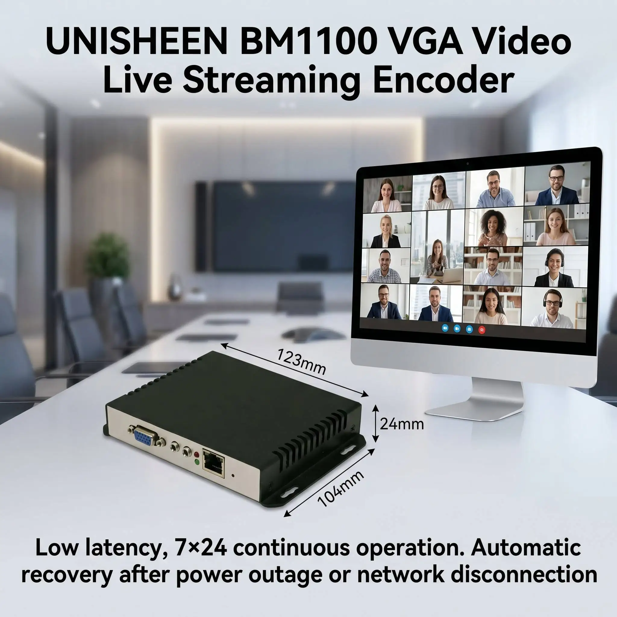 Фото Видеокодер UNISHEEN BM1100 VGA для прямой трансляции, совместимый с WebRTC, NVR, RTSP, RTMP, SRT, ONVIF, UDP, YouTube, Facebook, Wowza, Vmix №5