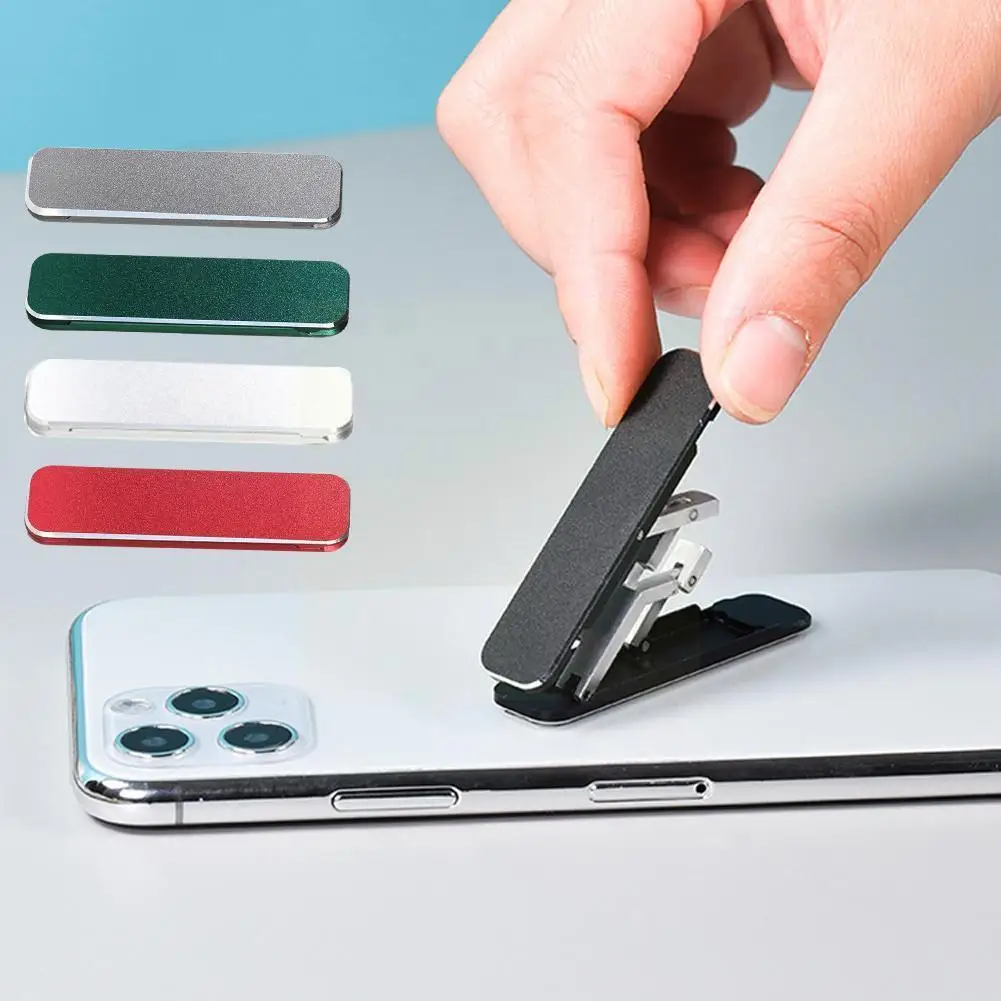 

Universal Mini Mobile Phone Stand Aluminum Alloy Adjustable Angle Sticked Foldable Socket Phone Back Bracket Mobile Stand W0u8