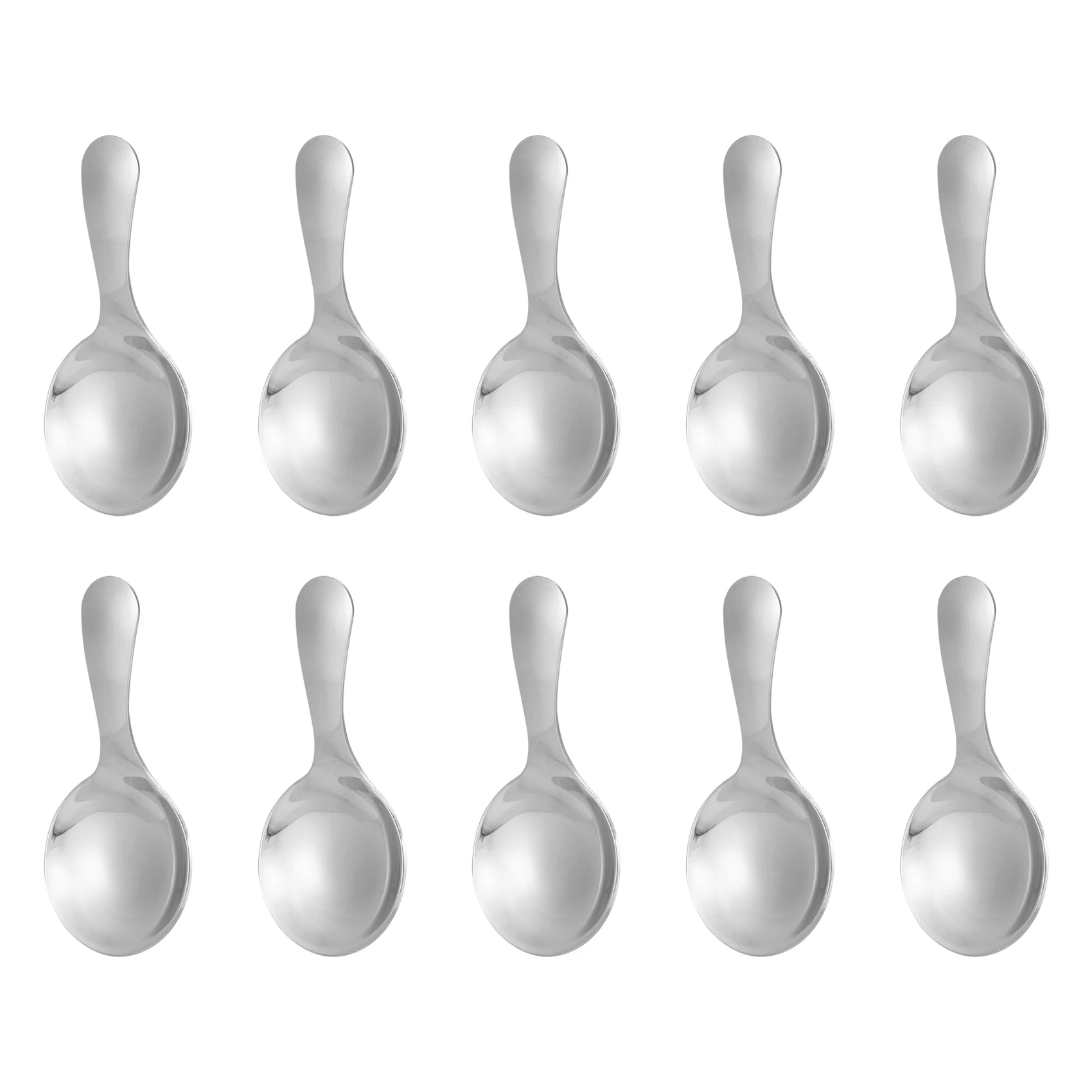 

10 Pcs Stainless Steel Short Handle Spoons Mini Salt Spoons Condiments Spoon Dessert Spoon Tea Coffee Spoons,Silver