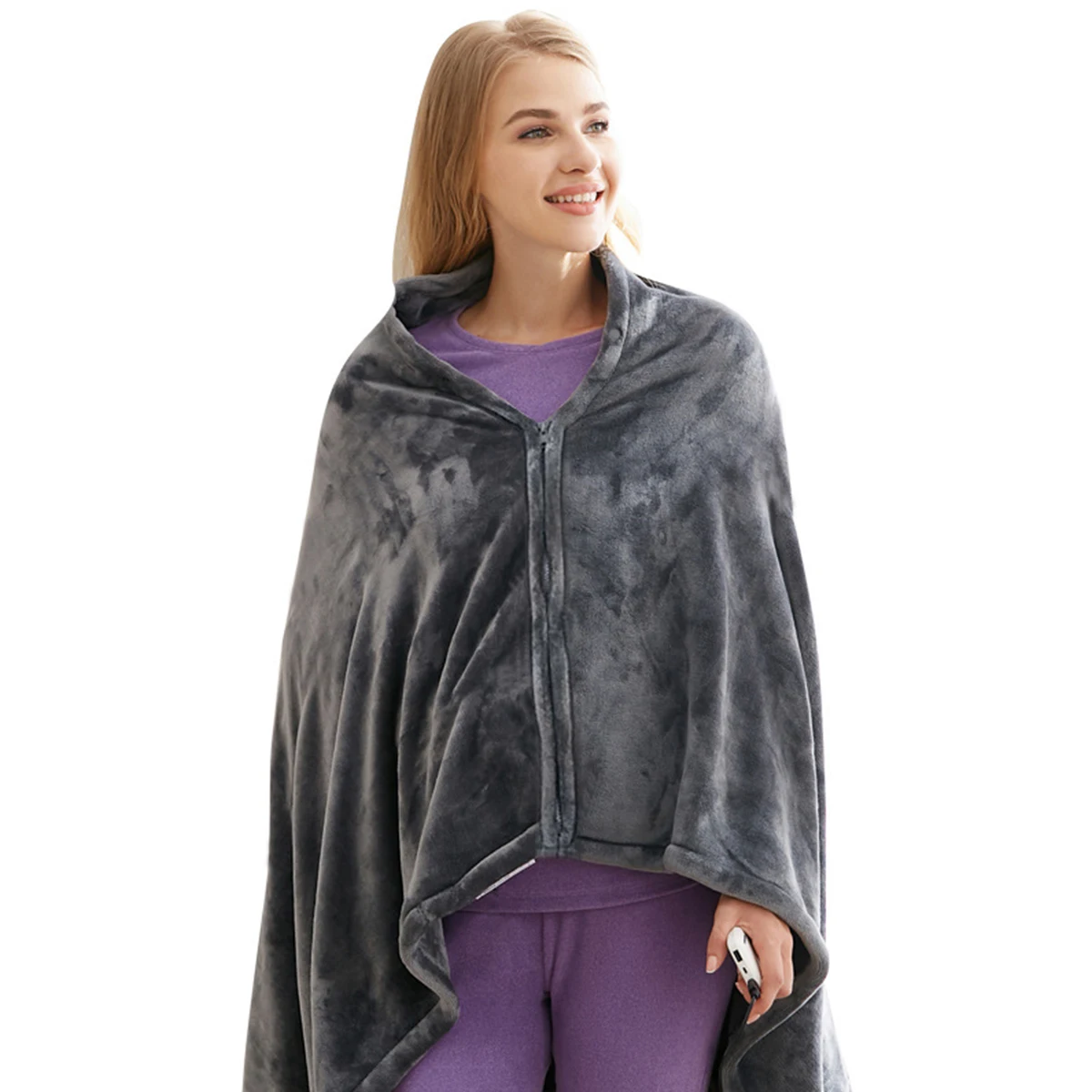 

USB Heated Shawl 59 x 33.5 Inch Soft Flannel Adjustable Heated Wrap Blanket with 3 Heating Levels and 8 Heated Areas Wearable
