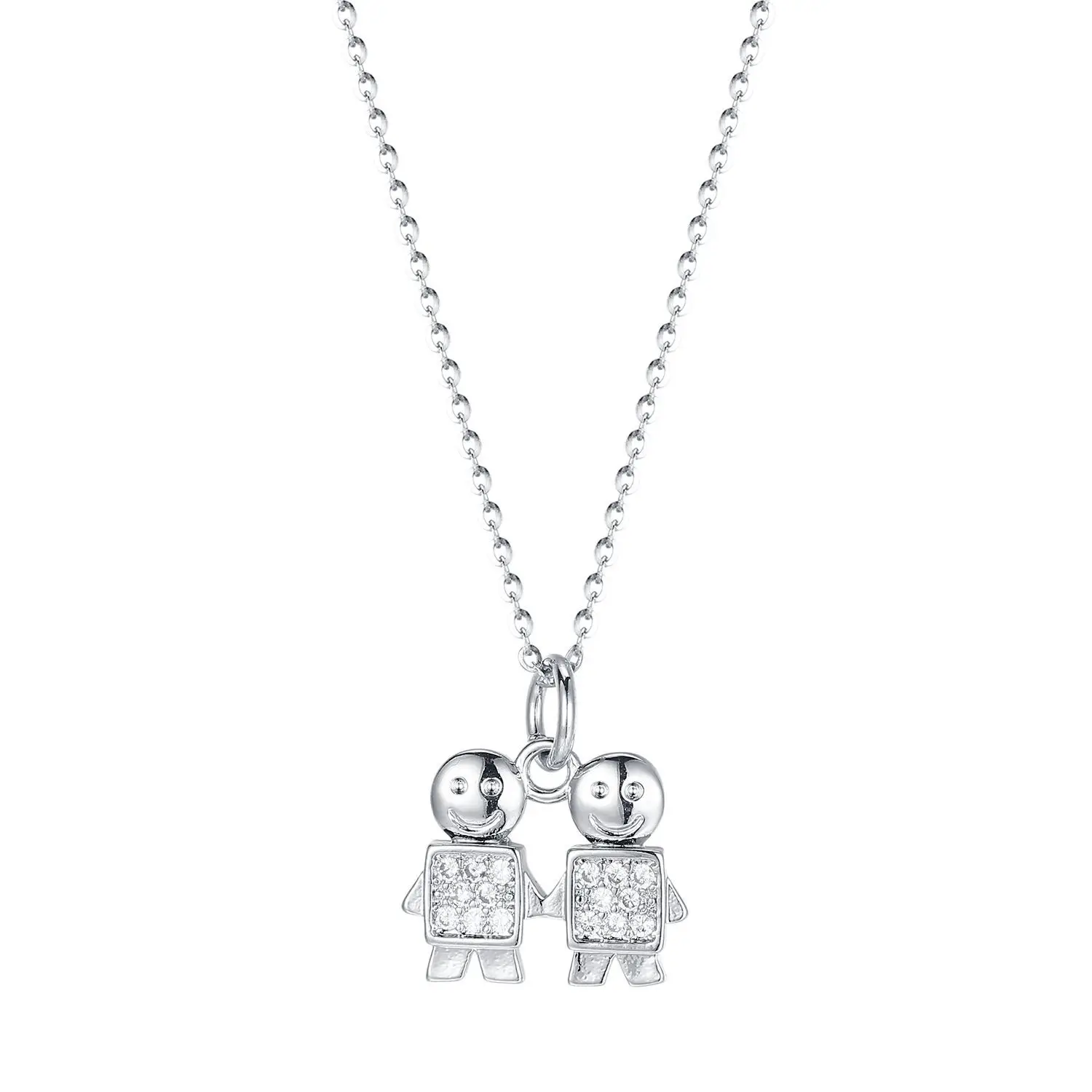 

Hot selling 925S sterling silver simple two small biscuits with diamond pendant necklace for couples as holiday gifts for women