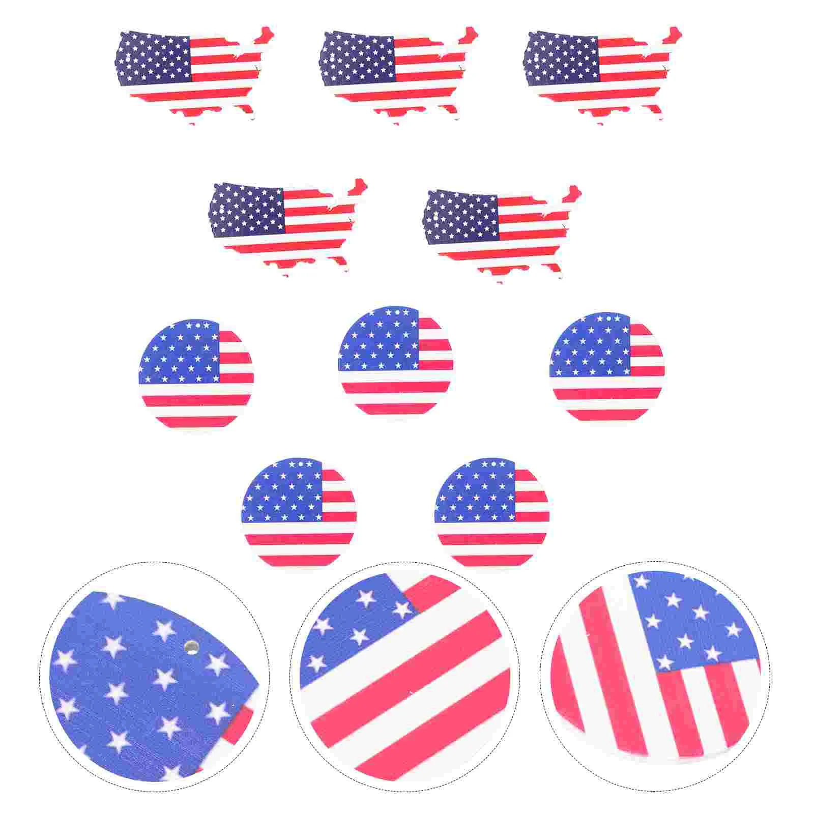 

10Pcs Independence Day Festival Decors Wooden DIY Craft Festival Hanging Decors