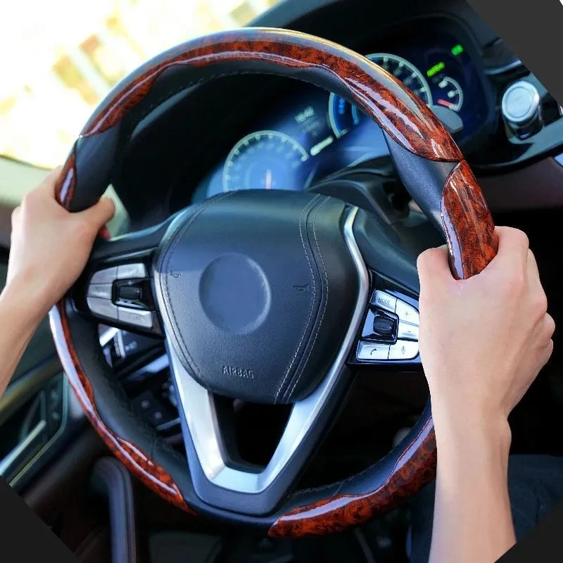 

Автомобильный Универсальный чехол на руль из красного дерева ультратонкая Всесезонная универсальная противоскользящая упаковка