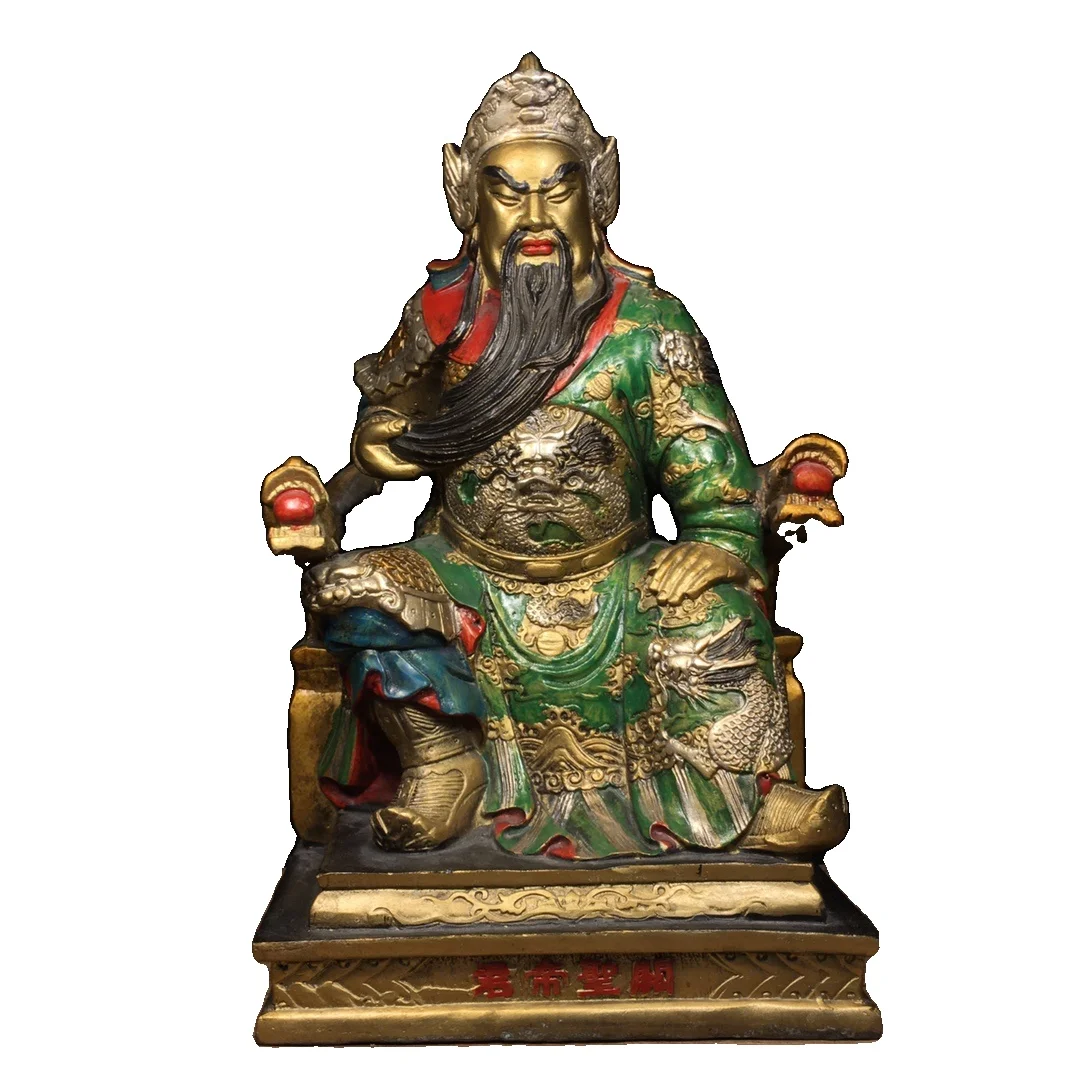 

LAOJUNLU Pure Bronze Painted Wenwuguan Pr Saint Emperor Statue 29Cm High Chinese Traditional Style Antiques Fine Art Gifts