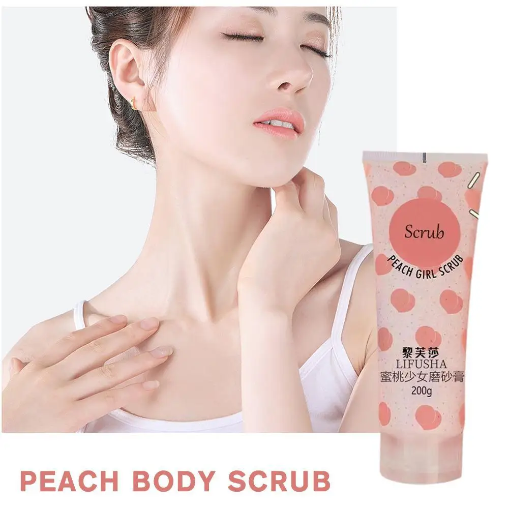 

200g Peach Body Scrub Moisturizing Exfoliating Deep Cleaning Whitening Repair Pores Brightening Body Milk Cream For Women Girls