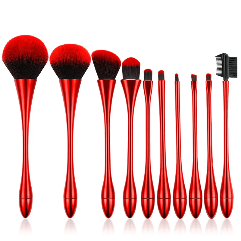 

Small Pretty Waist Shape Makeup Brushes Kit Electroplated Foundation Powder Eyelash Brushes Maquiagem Make up Brushes Set DFDF