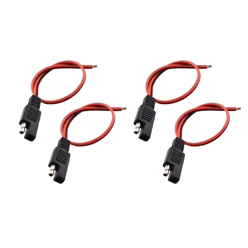 

4 Pcs 18AWG SAE Extension Cable 2-Pin SAE Quick Connector Disconnect Plug 10A Solar Battery Panel SAE Plug Wire 1Ft/30Cm