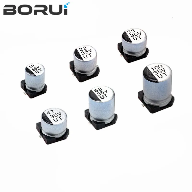 Электролитический конденсатор SMD алюминиевый 6.3V 10V 16V 25V 35V 50V 1 мкФ 2.2 мкФ 4.7 мкФ 10 мкФ 47 мкФ 100 мкФ 220 мкФ 330 мкФ 470 мкФ 680 мкФ и т.д.