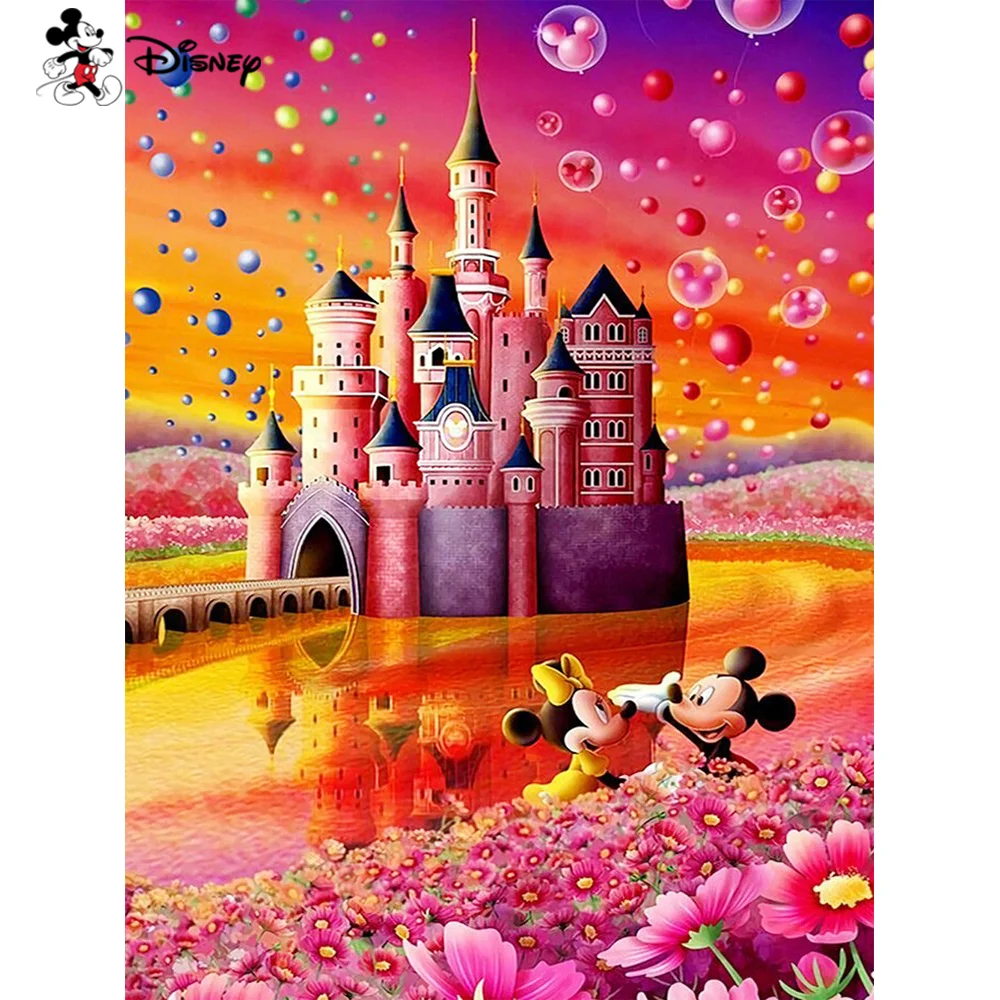 

Алмазная 5D картина «сделай сам» Disney, полная вышивка Микки Маусом, мозаика из мультфильма Минни Микки, замок, украшение для спальни