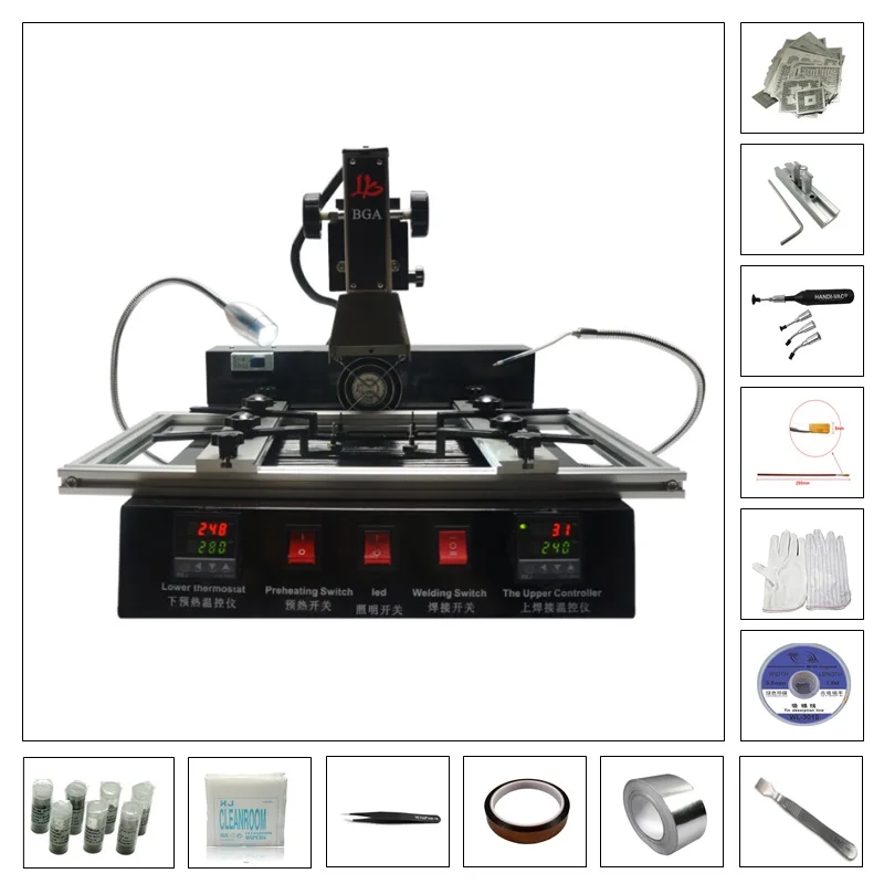 

LY M770 BGA Rework Station with 810 Pcs Directly Heating D-H Stencil Kit Pack BGA Soldering Stations