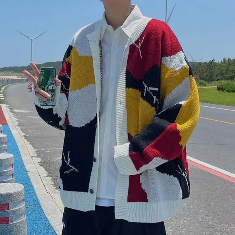 

Winter Cardigan Sweater Men's Fashion Casual O-neck Knitted Sweater Jacket Men Streetwear Korean Knitted Sweaters Y321