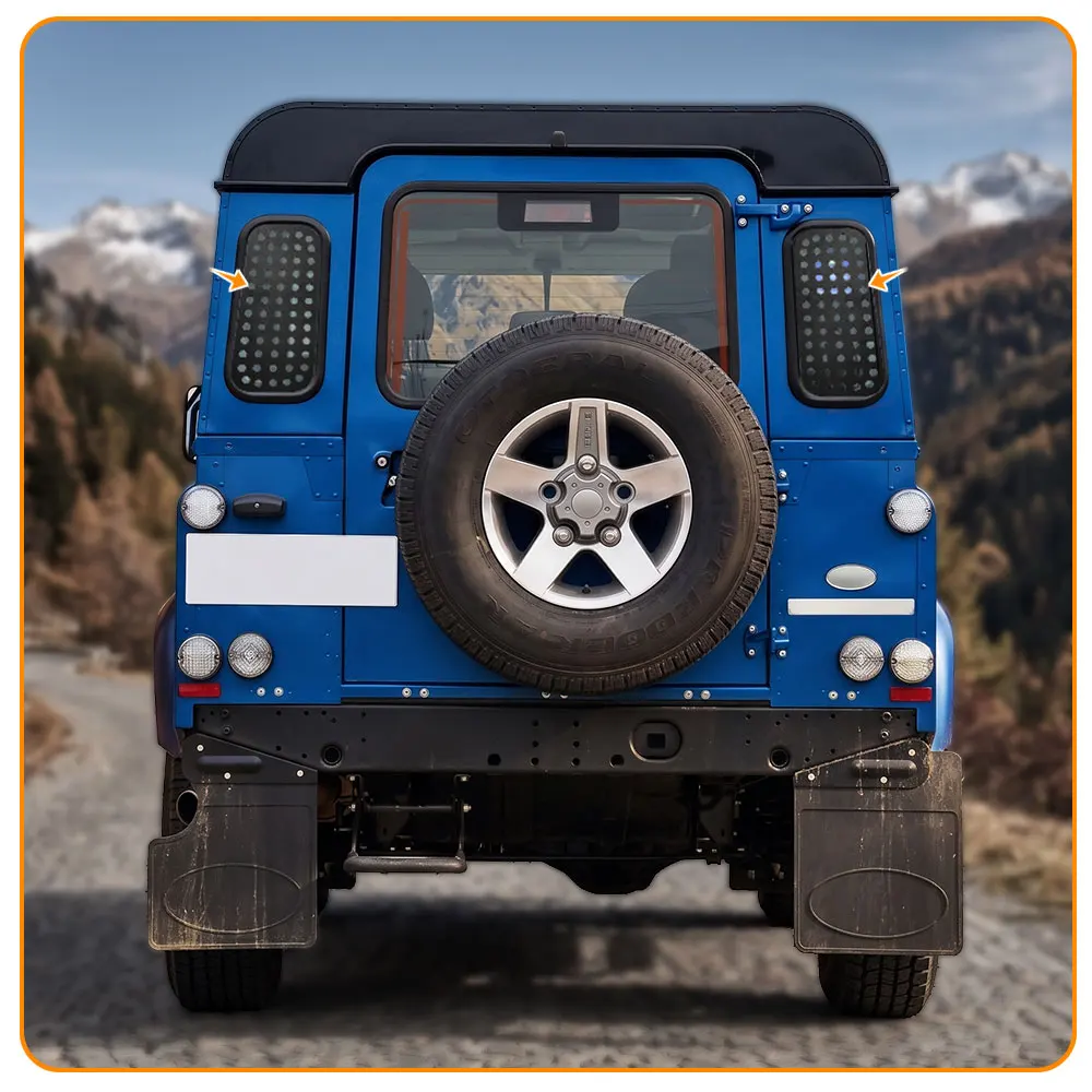 Фото Для Land Rover Defender 90 110 130 2004-2018, черная защитная панель из сплава для стекла заднего бокового окна крыши автомобиля, автомобильные аксессуары №5