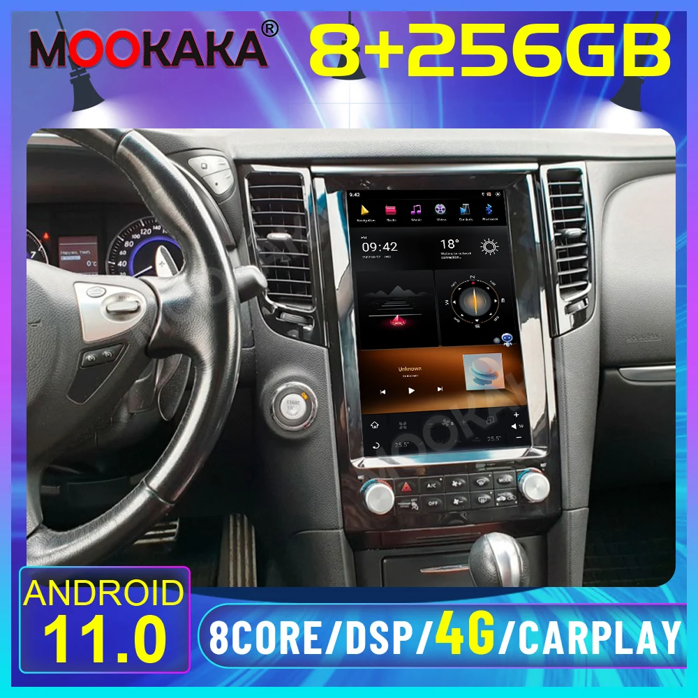 Android 11 8+256GB Qualcomm Tesla 13.6" Car Player For Infiniti FX FX25 FX35 FX37 qx70 Car GPS Navi CarPlay Head Unit DSP Stereo