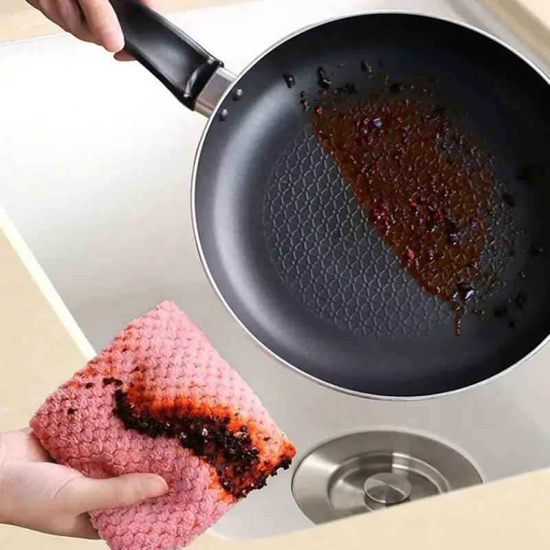

Kitchen Daily Use Tableware Cleaning Cloth, Durable Dishcloth, Non-stick Oil, Thickened, Absorbent Scrub Pad Household Items