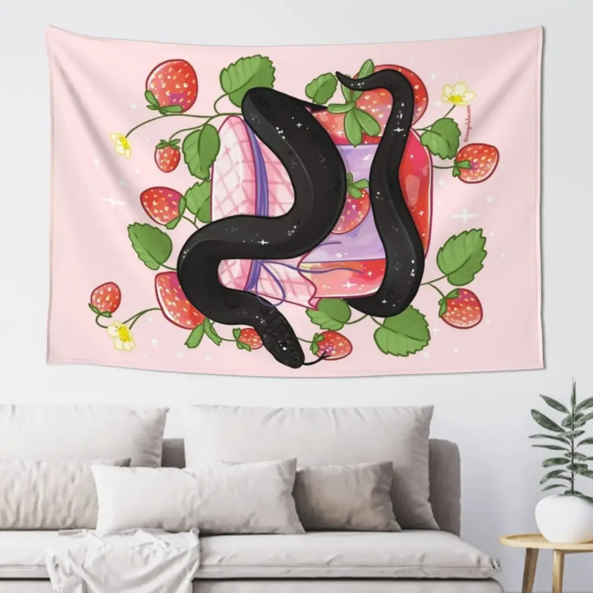 Мексиканский черный змей с клубникой гобелен