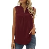 women fashion sleeveless tops v neck lace casual blouses summer and spring loose woman shirts blusas de mujer