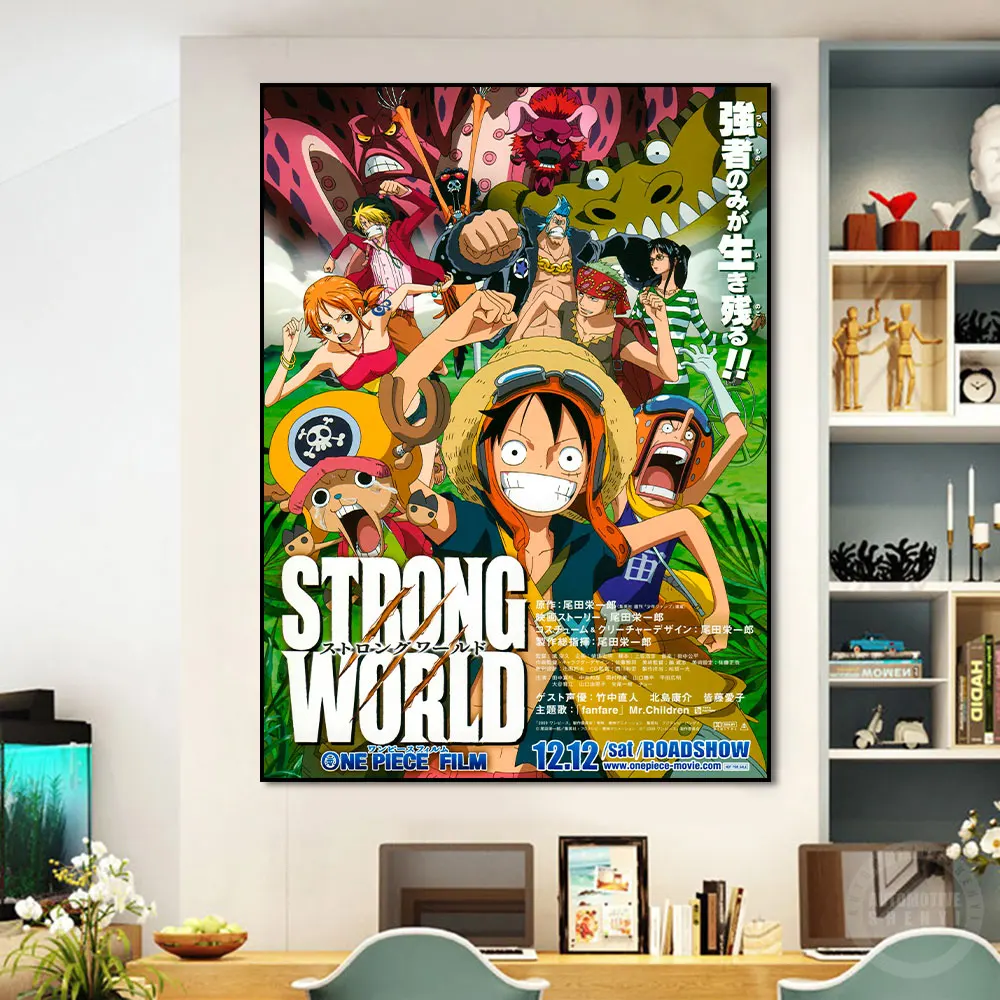 

One Piece Strong World Luffy Anime Cartoon Poster Wall Art Decoration Canvas Painting Cuadros Mural Home Kids Room Decor