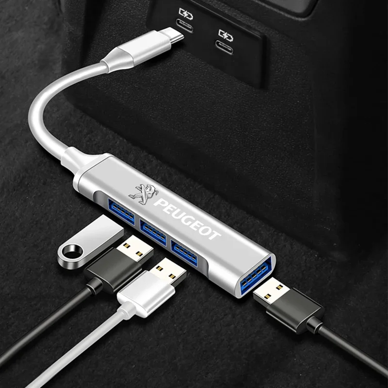 Модный USB-адаптер Type-C многопортовый распределитель-концентратор для Peugeot 308 408 508