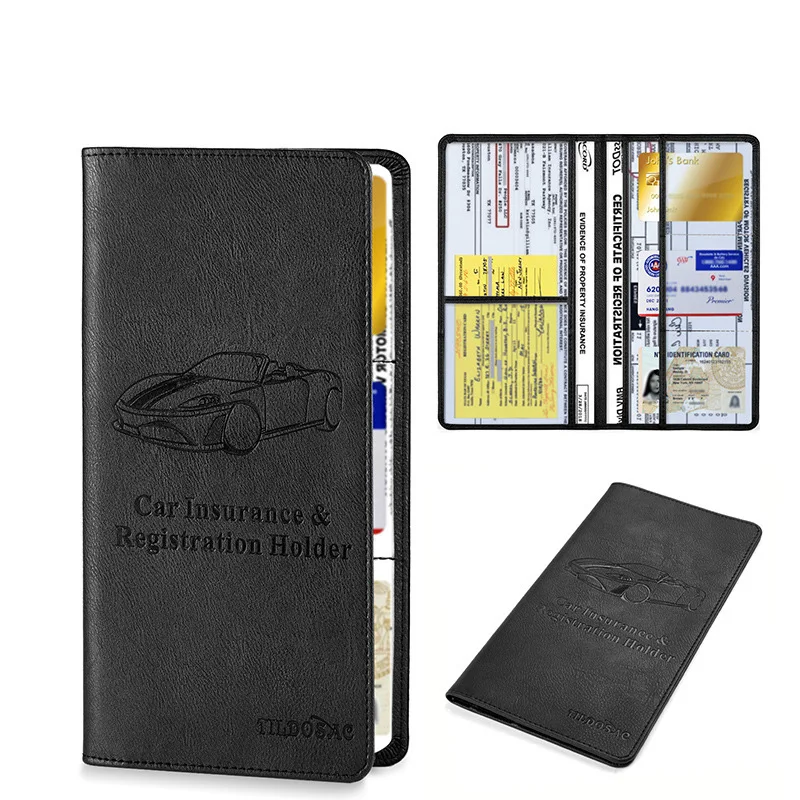 

Car Registration Insurance Holder Driving License Cover Case Leather Auto Documents Drivers License Storage Bag for Men Women