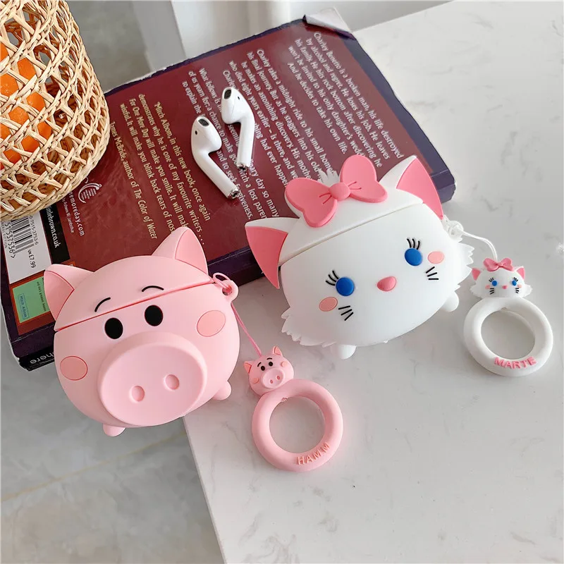 

1PC Wireless Headphones Silicone Cover for Air Pods Pro Kawaii Piggy and Cat Cartoon Bluetooth Earphone Case for AirPods 1 2