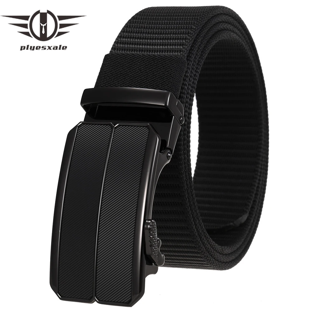 

Plyesxale 2023 New Fashion Nylon Braided Automatic Buckle Belt For Men 3.5cm Width Black Khaki Army Green Outdoor Mens Belts B52