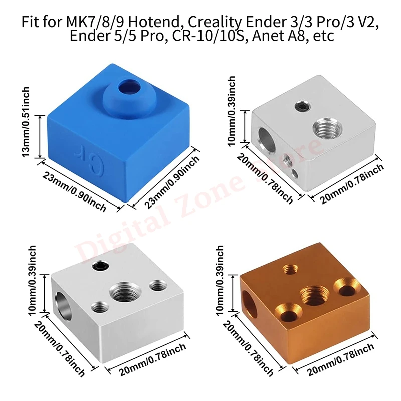 Силиконовый чехол для подогревателя Ender 3 Pro V2 5 CR-10/10S MK7/8/9 Hotend |