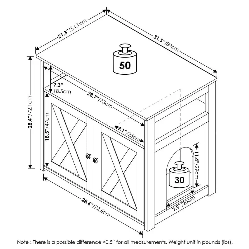 

Peli Farmhouse Cat Litter Cabinet Storage with 2 Doors, Rustic Brown