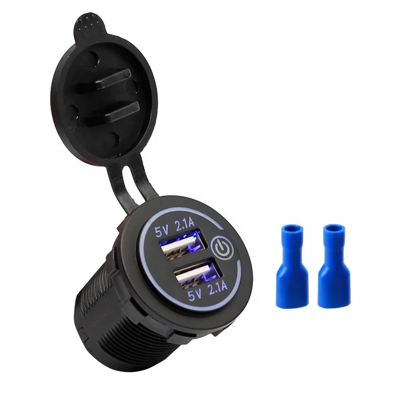 

4.2A 12 - 24 Volt Dual Port Socket USB Charger With Touch Button ON-OFF Switch