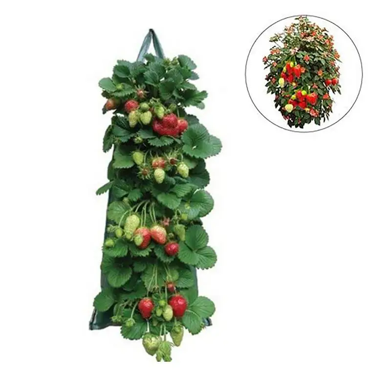 

Strawberry Grow Bags For Growing Herbs Flowers And Vegetables Bugsfree Hanging Plant Grow Bags Aeration Fabric Pots With Handles