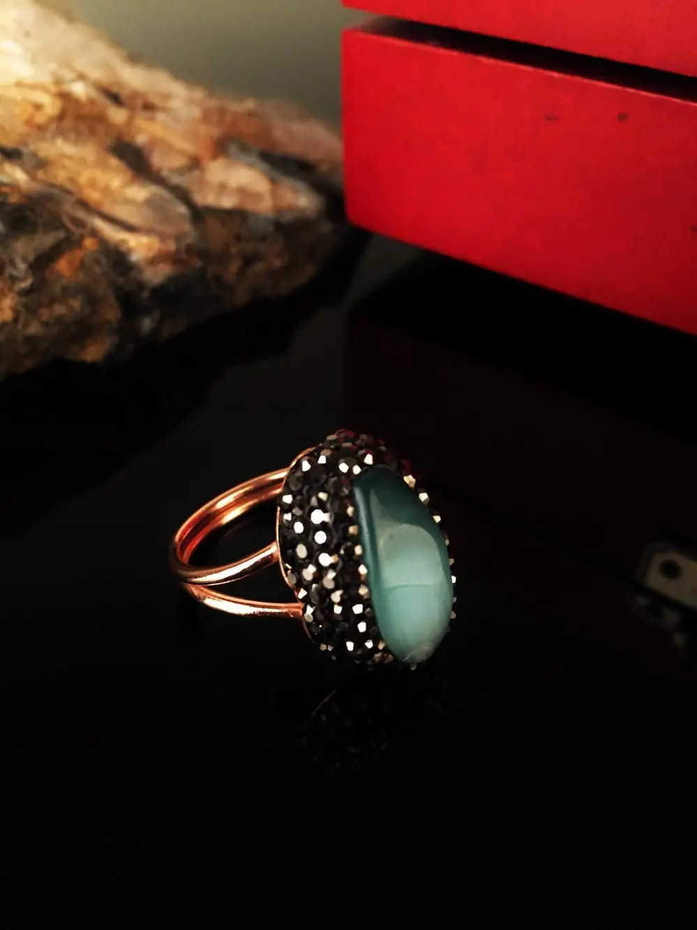 

Natural stone Women 'S Cat 'S Eye Stone Rose Gold Plated Ring Krb208