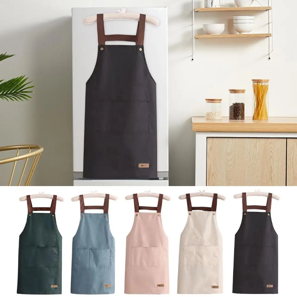 

Apron for Protecting Clothes Durable Stylish Work Apron with Large Pockets Waterproof Oil-proof Kitchen Apron for Home Garden