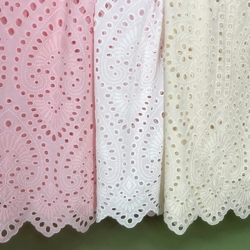 3 цвета, вышитая хлопчатобумажная ткань для платья, рубашки, одежды, ткань «сделай сам», Швейные аксессуары шириной 130 см, 1 ярд