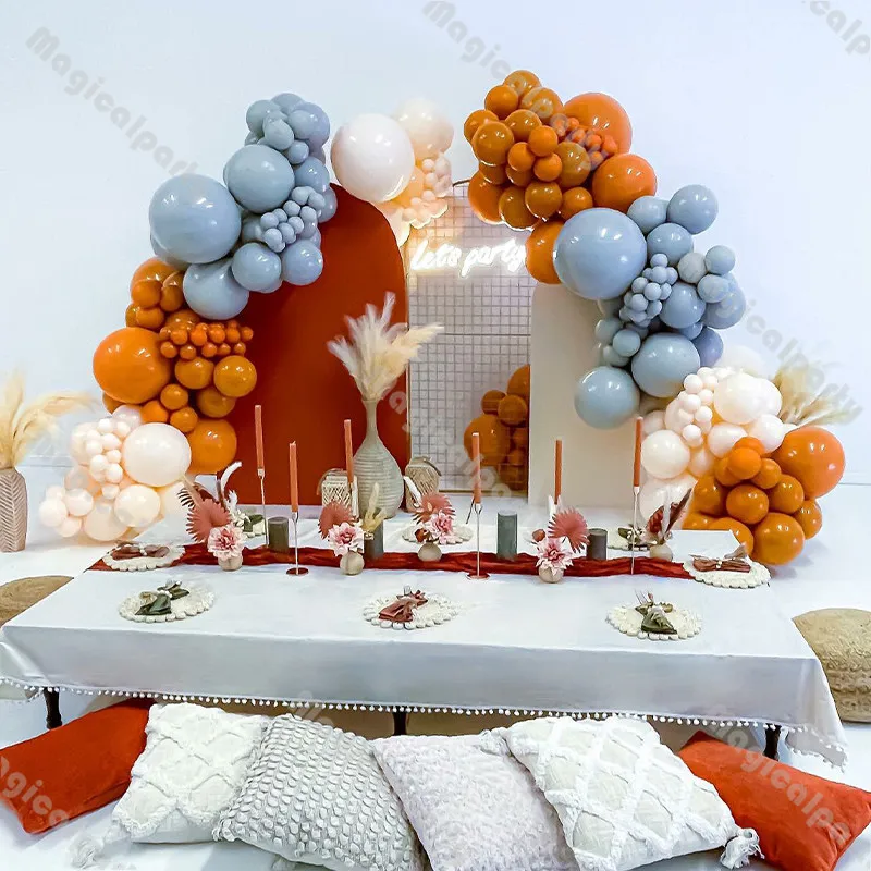 

98/185pcs Boho Balloon Garland Cream Peach Matte Orange Double Stuffed Wedding Balloons Bridal Shower Arch Birthday Party Kit