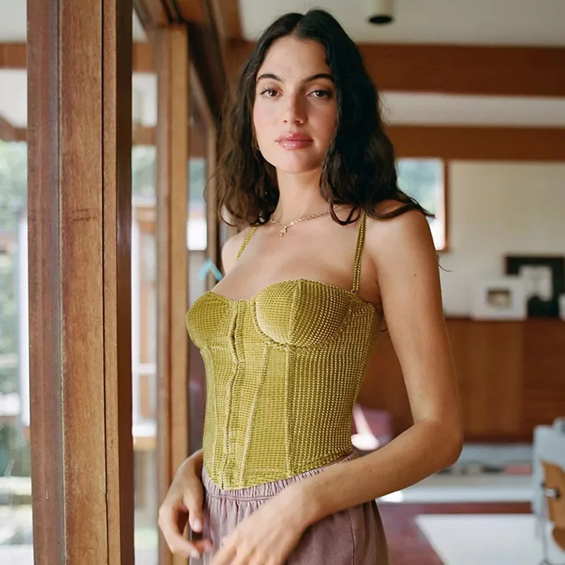 Вельветовая майка для женщин сезон весна-лето 2022 Сексуальная Клубная одежда с