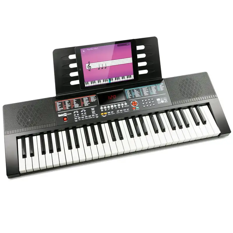 

61-Key Keyboard Piano with Sheet Music Stand, Piano Note Stickers & Lessons