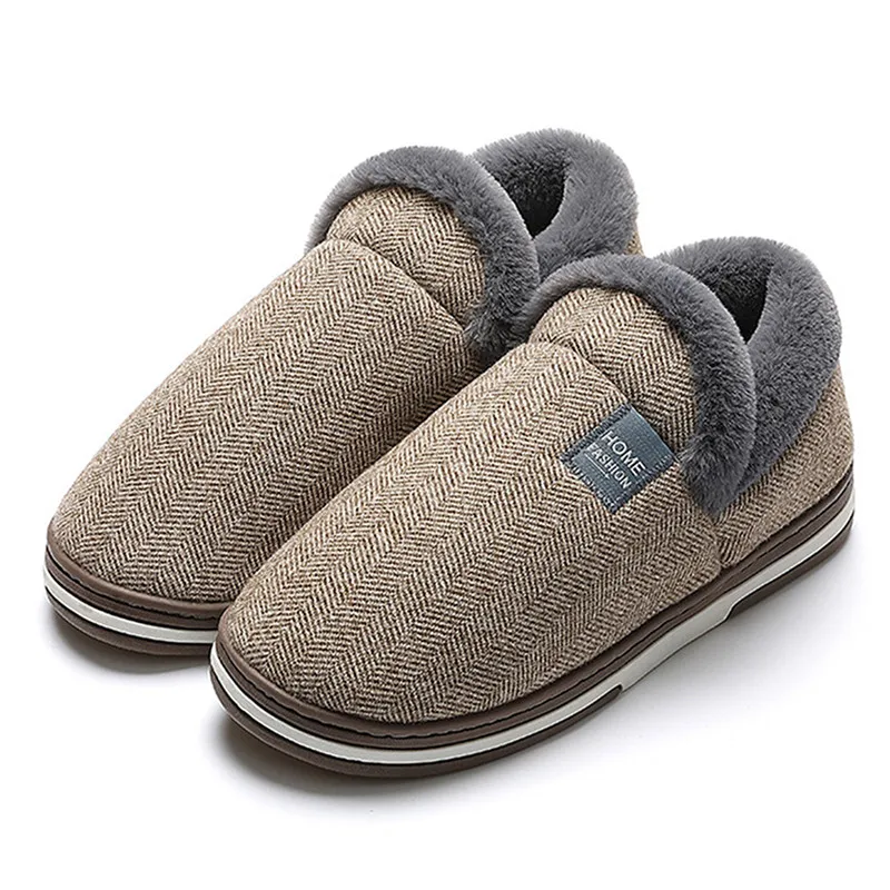 

Fashion Warm Home Slippers for Men Winter Furry Short Plush Man Slippers Non Slip Bedroom Slippers Couple Soft Indoor Male Shoes