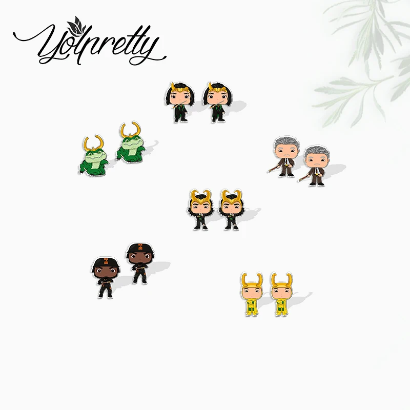 

Новое поступление 2022, серьги-гвоздики из эпоксидной смолы с героями мультфильмов Диснея, Loki, акриловые серьги ручной работы