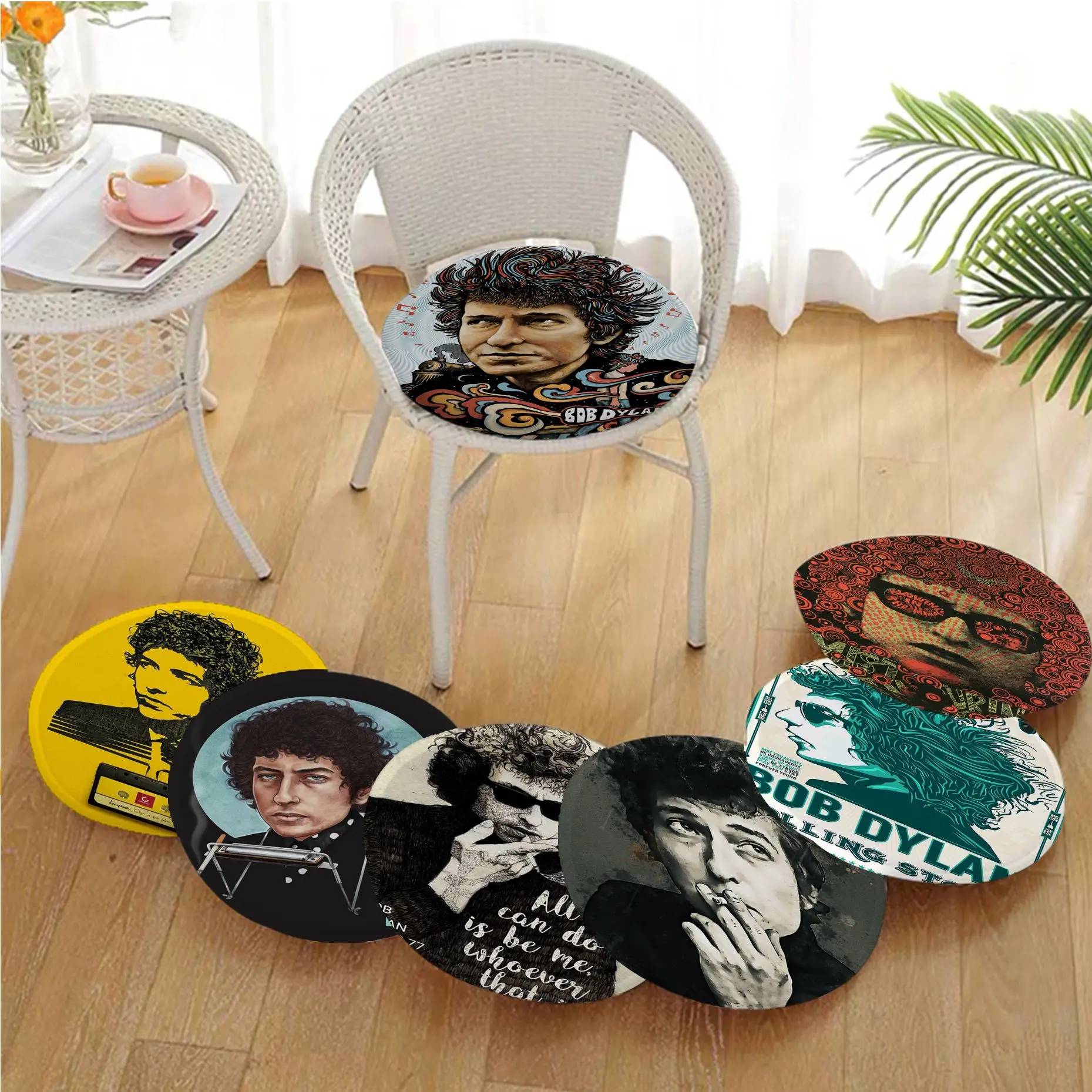 

Nostalgic Ballad Singer Bob Dylan Tie Rope Sofa Mat Dining Room Table Chair Cushions Unisex Fashion Anti-slip Cushion Pads