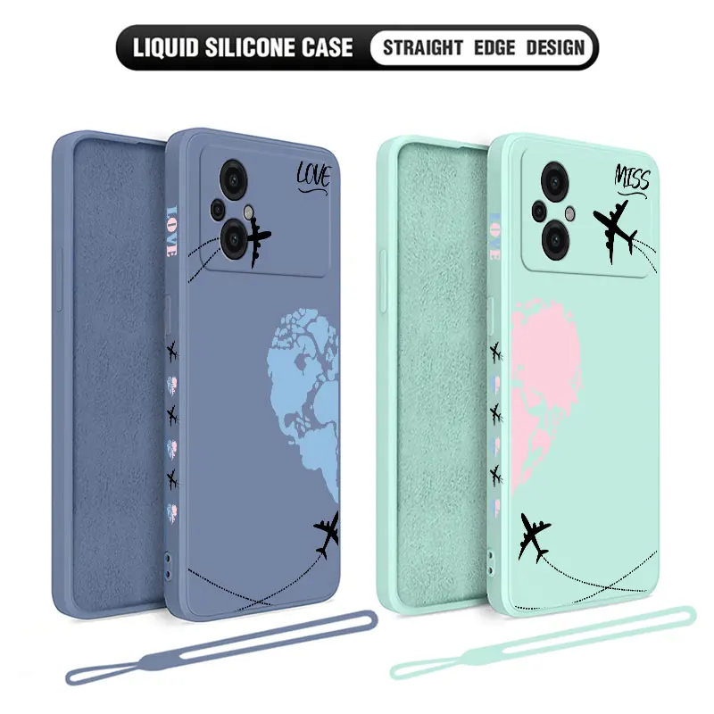 Чехол для телефона Love Airplane Couple Xiaomi Poco M5 X5 F5 F4 X4 M4 F3 X3 M3 F2 X2 Pro C40 4G 5G GT Liquid Silicone Cover