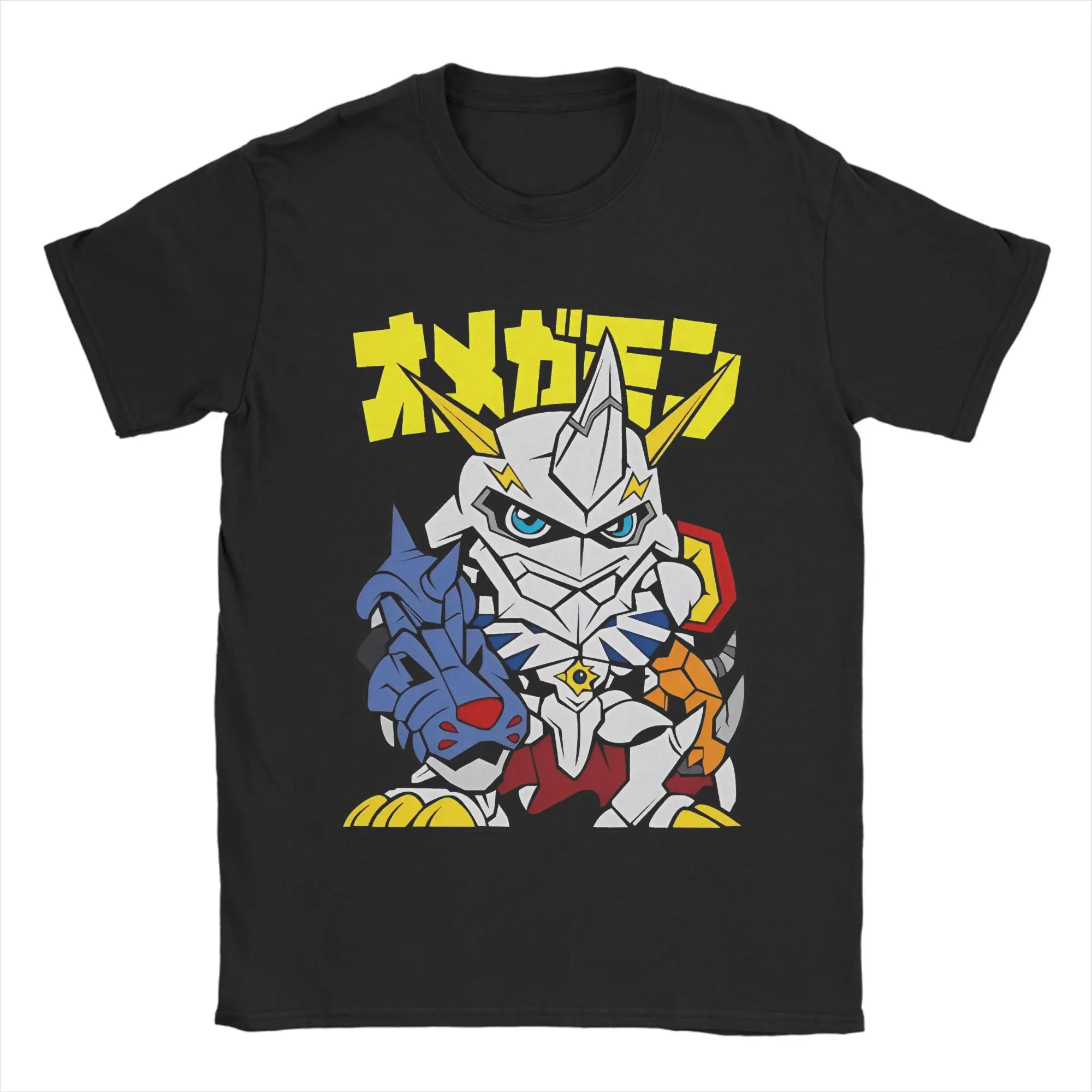 Фото Футболка Digimon Chibi Omnimon, мужская футболка из 100% хлопка, топы для отдыха, с круглым вырезом, с короткими рукавами №1