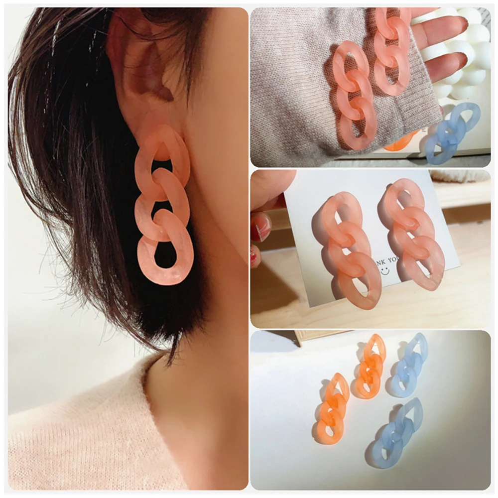 

Kpop Jelly Color Chain Tassel Earring Creative Design Color Long Pendant Earring for Women Girl Charm Wedding Party Jewelry Gift
