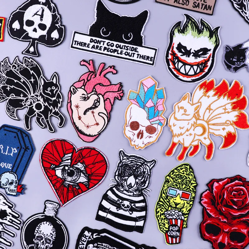 

Anime Fox Patches On Clothes DIY Punk Embroidery Patch For Clothing Hook Loop Badges Patch Iron On Patches For Clothes Applique