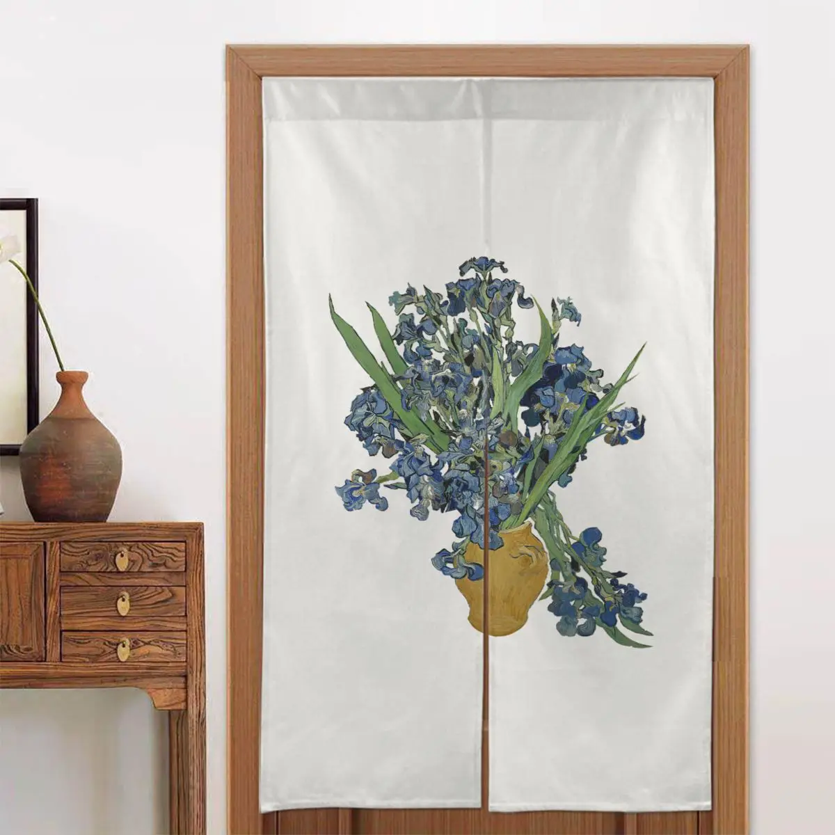 

Van Gogh Lilies Door Curtain Oil Painted Separate Tapestry Cotton Linen Decorative Hanging Half Curtain for Kitchen Coffee Decor