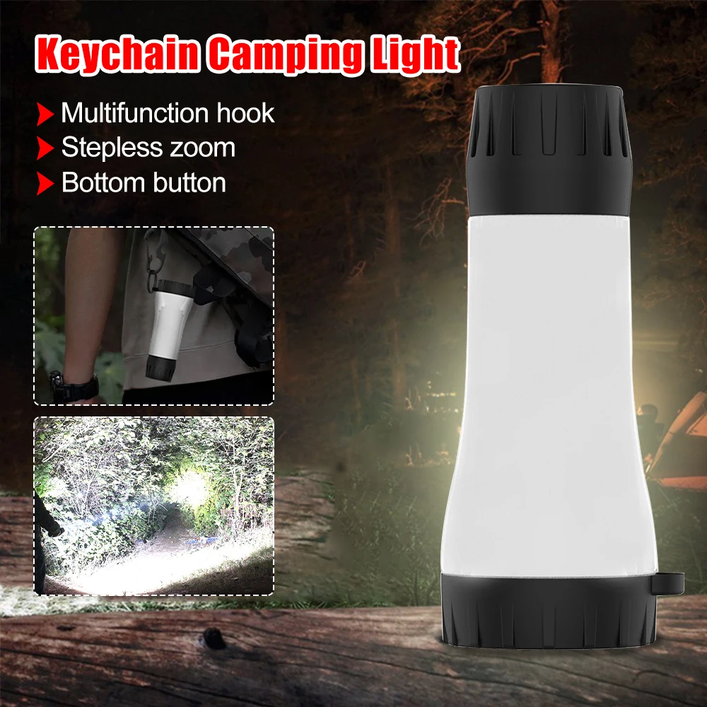 

Mini LED Camping Light USB rechargeable Torch Portable Keychain Flashlight with Hook Emergency Work Light