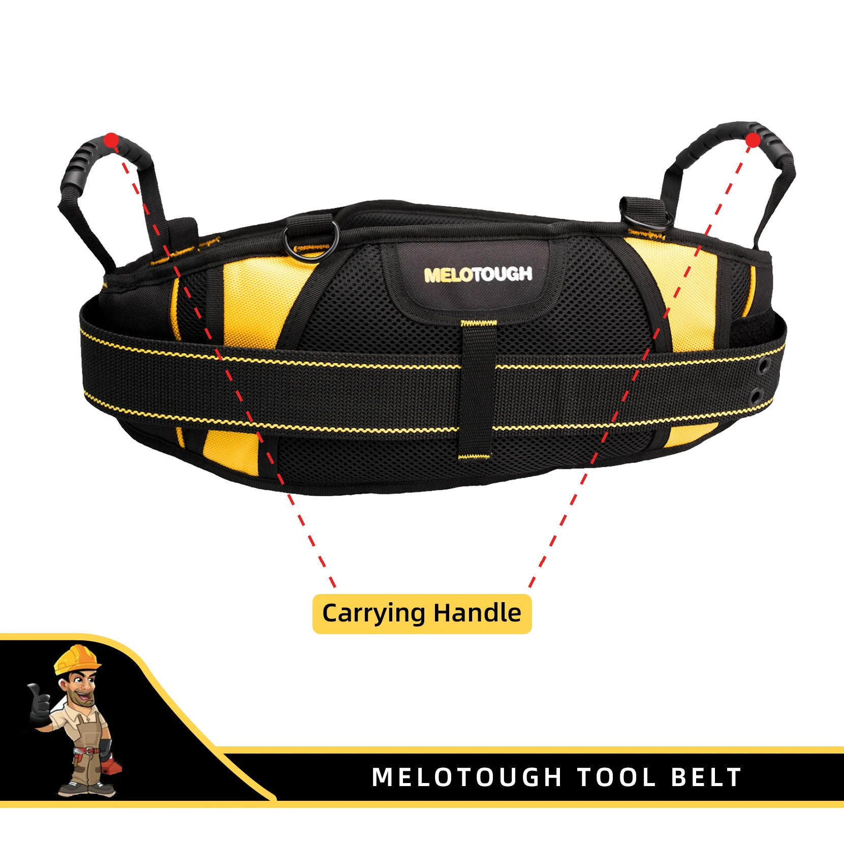 MELOTOUGH Padded Electrician Tool Belt Tradesman Pro Padded Tool Belt With Back Support Heavy Foam Padding Carrying Handle,