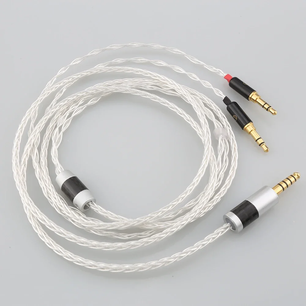 Фото HIFI 4,4 мм 8 ядер 7N OCC посеребренный сбалансированный кабель для обновления наушников для Hifiman SUNDARA he400i he400s HE560 2x3,5 мм №3