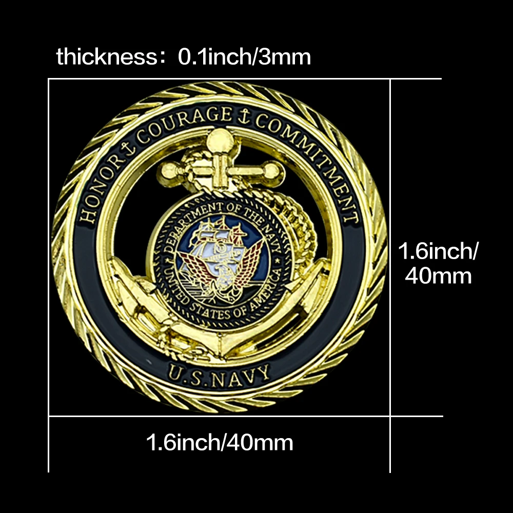 Памятная монета Корпуса морской пехоты США. Металлическая полая позолоченная