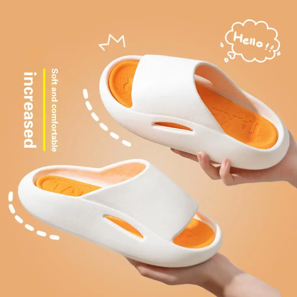 

1 Pair Shower Slippers Non-slip Soft Sole Thick Bottom Flat Heel Open Toe No Odor Cushioned Thick Sole Cloud Slippers Bathroom
