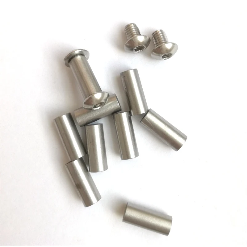 

20pcs/lot 16.5mm to 24.5 *6mm Stainless steel Knife Handle Mushroom Chicago Screws Suitable for 6mm hole