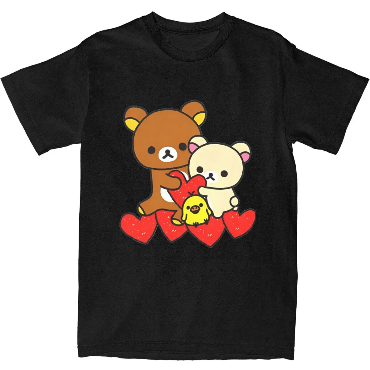 Мужская футболка Rilakkuma Love With Friend модная летняя Y2K забавные повседневные топы из